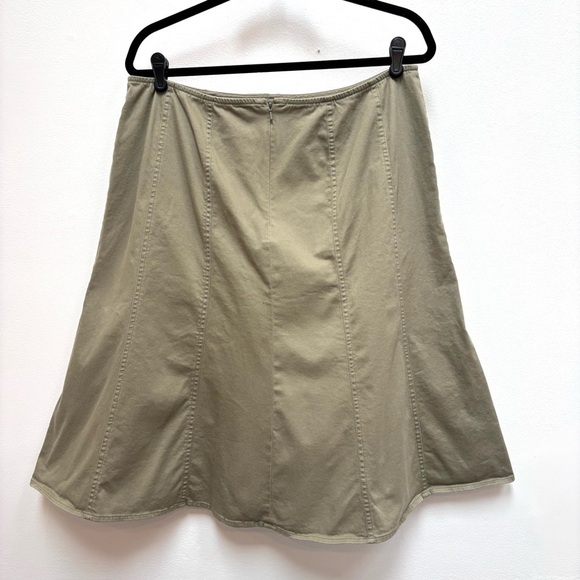 Vintage Sigrid Olsen Embroidered A Line Midi Skirt Boho Olive Army Green Size 14 - Picture 5 of 11